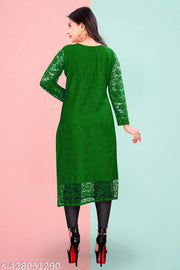 Luxurious Party Wear Net Fabric Kurtis For Woman Girl