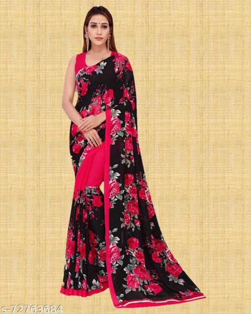 Daily wear Georgette Saree with Running Blouse, Georgette ki Sari, Georgette Ka Kapda