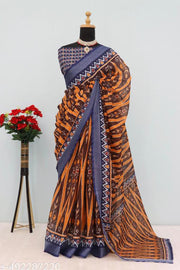 COTTON LILAN DIGITAL PRINT SAREE