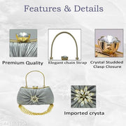 Bling Floral Casual Clutch | Women's Hand Crafted Bridal Clutch Handbag | Formal Clutch | Clutch Sling Bag For Women And Girls elegant pataka | Women's Owal Box Clutch Purse