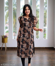 Self Design Organza Flower Design Kurti