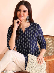 Floral Print V-neck Short Kurti & Tunic For Women And Girls (Pack of 3)