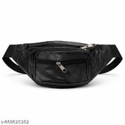 Stylish PU Leather Waist Bag with Multiple Zipper Pockets