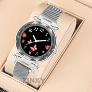 butterfly Dial Black Luxury Mesh Magnet Buckle Watches For girls Fashion Mysterious Lady Analog Watch for girls and women Analog Watch - For Girls