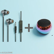 Mini Portable Bluetooth Speaker and Wired Earphone with Clear Sound Deep Bass 3.5mm Jack