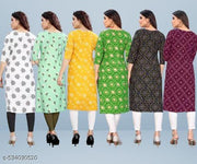 Women Printed Crepe Kurti (Combo Of 6)