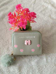 Small Double Chain Wallets with Credit Card Holder for Women and girls, Front Designs may very