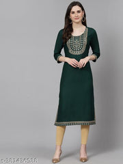 Women Embroidered Straight Kurta