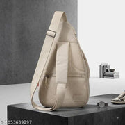 Premium Beige Unisex Sling Bag | Waterproof Lightweight Crossbody Travel Chest Bag with Breathable Mesh Back