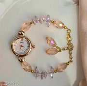 Analogue Pink Stylish stainless steel strap Watch for Girls Watches for Women Watches Stylish Branded Black Crystal Beats watch
