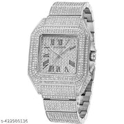 FULL SILVER  DIAMOND WATCH FOR MEN AND BOYS ROYAL ATTRACTIVE LITE WEIGHTED DIAMOND WATCH | WATCH FOR BOYS | WATCH FOR MEN | FABULOUS WATCH | BRANDED WATCH | PREMIUM WATCH