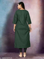 Women Embroidered Cotton Kurti Plus Size M to 6XL | Regular Wear Straight Kurti