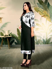 Women's Printed Black Cotton Kurti