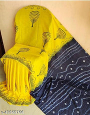 Jaipuri Hand Block Printed Soft Cotton Mulmul Saree ,Sanganeri Cotton Malmal Saree, Bagru Cotton Saree, Batic / Batik Print Cotton saree In Super Fine 92*80 Fabric Quality With Attached Blouse Piece for Woman