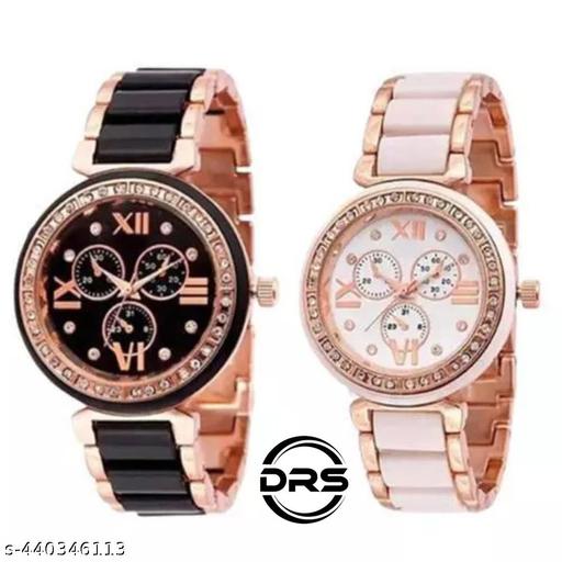 Lettest Fashionable Round Dial Analog Watch Combo For Girls/ Women