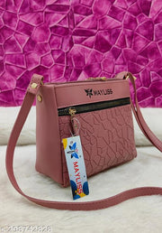 Attractive women Peach PU sling bags/Small Sling bags/Premium PU leather sling bags for women/Full handwork bag/Party wear and wedding bag for women