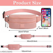 Fashion Waist Bag for Women Double Layer Lightweight Nylon Waist Pack with Adjustable Belt
