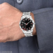 BLACK DIAL WITH STEEL & MATT FINISH BLACK  KING BRACELET ANALOG WATCH  - FOR BOYS