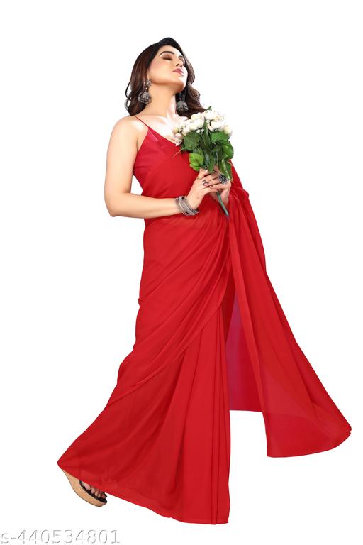 Festive wear Plain Solid  georgette saree with blouse piece