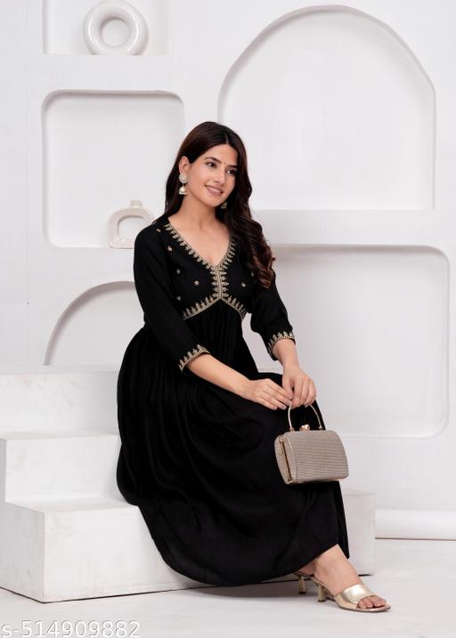 Sequinned Embroidered Empire Anarkali Kurta