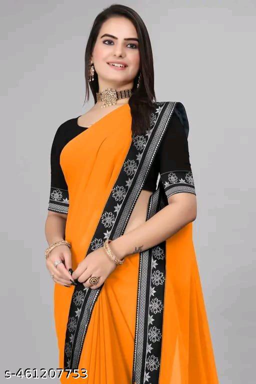 Solid/Plain Daily Wear Georgette Saree