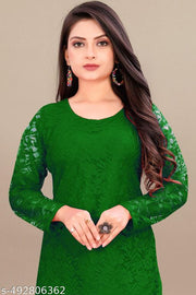 Woman Straight Net Fabric Kurtis