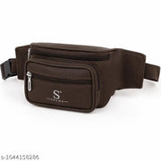 Men's & Women's Waist Bag | Premium PU Leather Belt Pouch | Travel Fanny Pack | Brown |