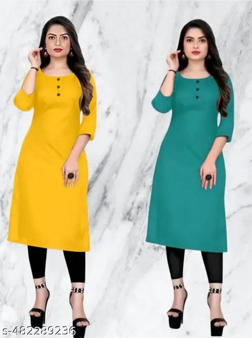 DOZZER FOX  Casule creap kurti  for woman multicoloured  low price  combo of 2