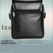 Faux Leather Small Sling Bag (Black)