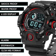 Sports Digital Watch with 6 LED Backlight & Silicone Strap