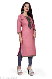 Fashionable Cotton Slub jacquard work Kurti For Women