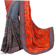 SEMIZOXIS Embroidered, Embellished Bollywood Net, Art Silk Saree