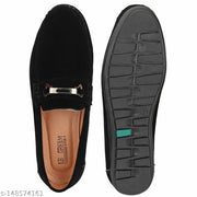 LEE GREEM Men's Black Velvet Slip On Comfortable and Stylish Loafers