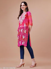 Women's purple  Georgette Embroidered  Kurta