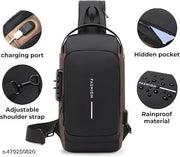 Men’s Waterproof Shoulder Bag with USB Charging Port, Anti-Theft Crossbody Sling Backpack – Reflective Strip Design, Multiple Pockets for Tablet, Wallet, Keys – Versatile for Travel, Outdoor & Business