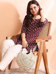 Floral Print V-neck Short Kurti & Tunic For Women And Girls (Pack of 3)
