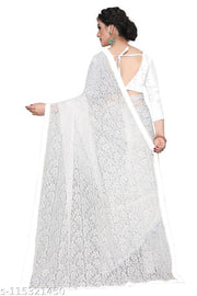 plain net jecard saree