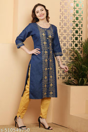 Royal Denim Embroidered Kurti For Girls and Women