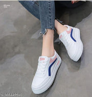 Wogdan Women's White Stylish Casual Sneakers Shoes For Girl And Women