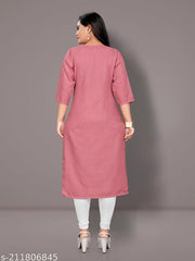 Women Plus Size Embroidered Cotton A-line Kurta