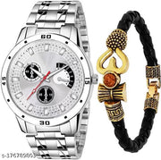 Attractive stylish trendy Men and kids analog Watches with Mahadev Bracelet Kada Combo Of 2