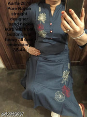 Embroidered Rayon Grey kurti
