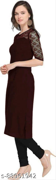 Casual American Crepe Round-Neck 3/4th Length Sleeves (45"Inches)