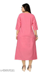 Pack of 2 Women Embroidered Cotton Blend Straight Kurta  (Pink, Light Green)Plus Size