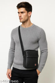 Men's Black Sling Bag Compact Crossbdy Bag with Adjustable Strap Daily Use Travel Sling