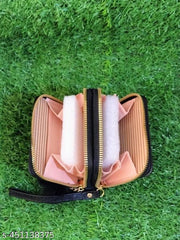 Small Double Chain Wallets with Credit Card Holder for Women and girls, Front Designs may very