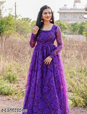 Women's Blue  Bandhini Styles Kurtii