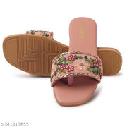 Women's Premium Floral Embroidered Toe Ring Flats for Women | Designer Open Toe Slip-On Casual & Party Wear Footwear