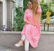KUNJAL PEACH EMBROIDARY  KURTI