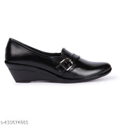 Women's and Girls Solid Black Formal Office Wear Non Slip-On Shoes